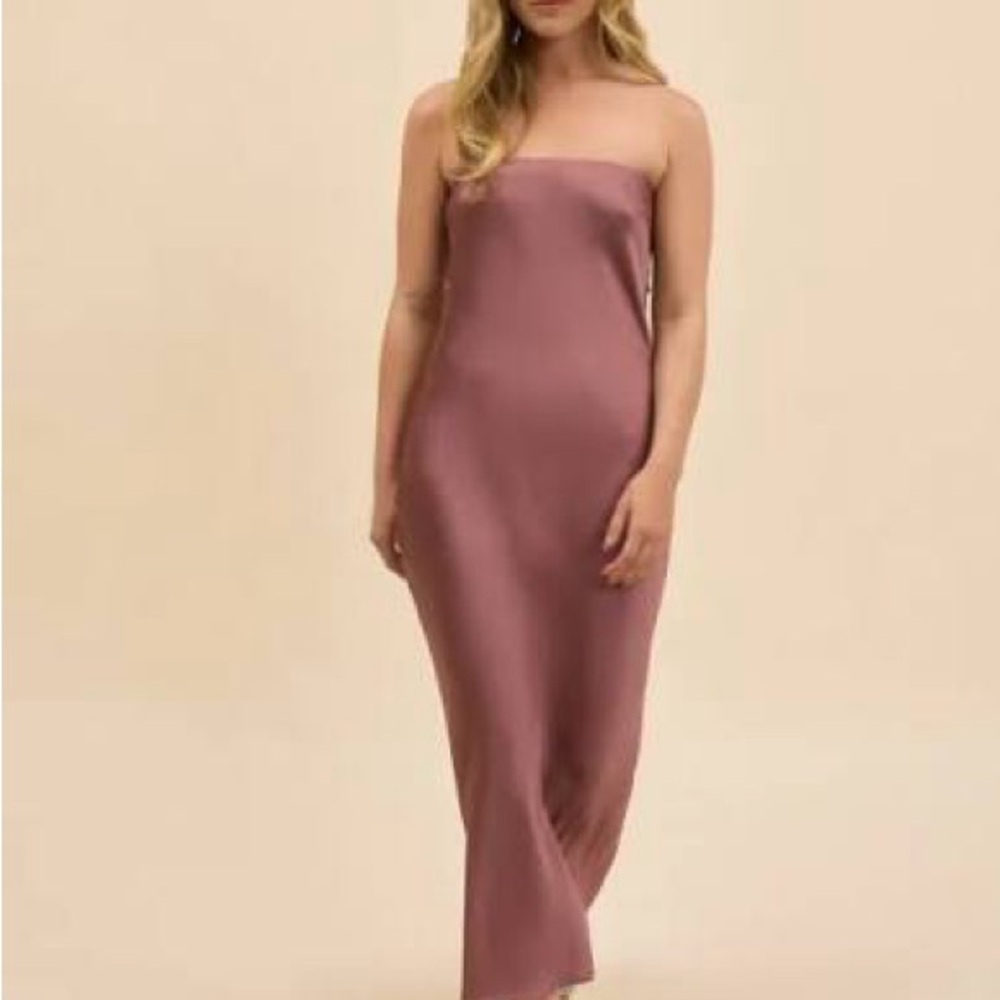 Park & Fifth Camden Dress Strapless Satin Slip Dress in Dusty Rose